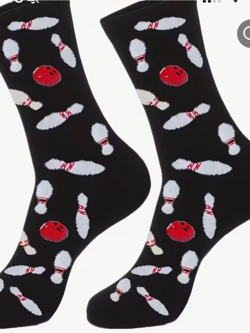 Black Bowling Pin & Ball Crew Socks - Unbranded